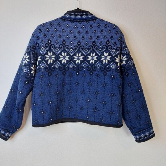 Icelandic Design Snowflakes Lined Wool Sweater Cardigan Size Meduim - Picture 6 of 11